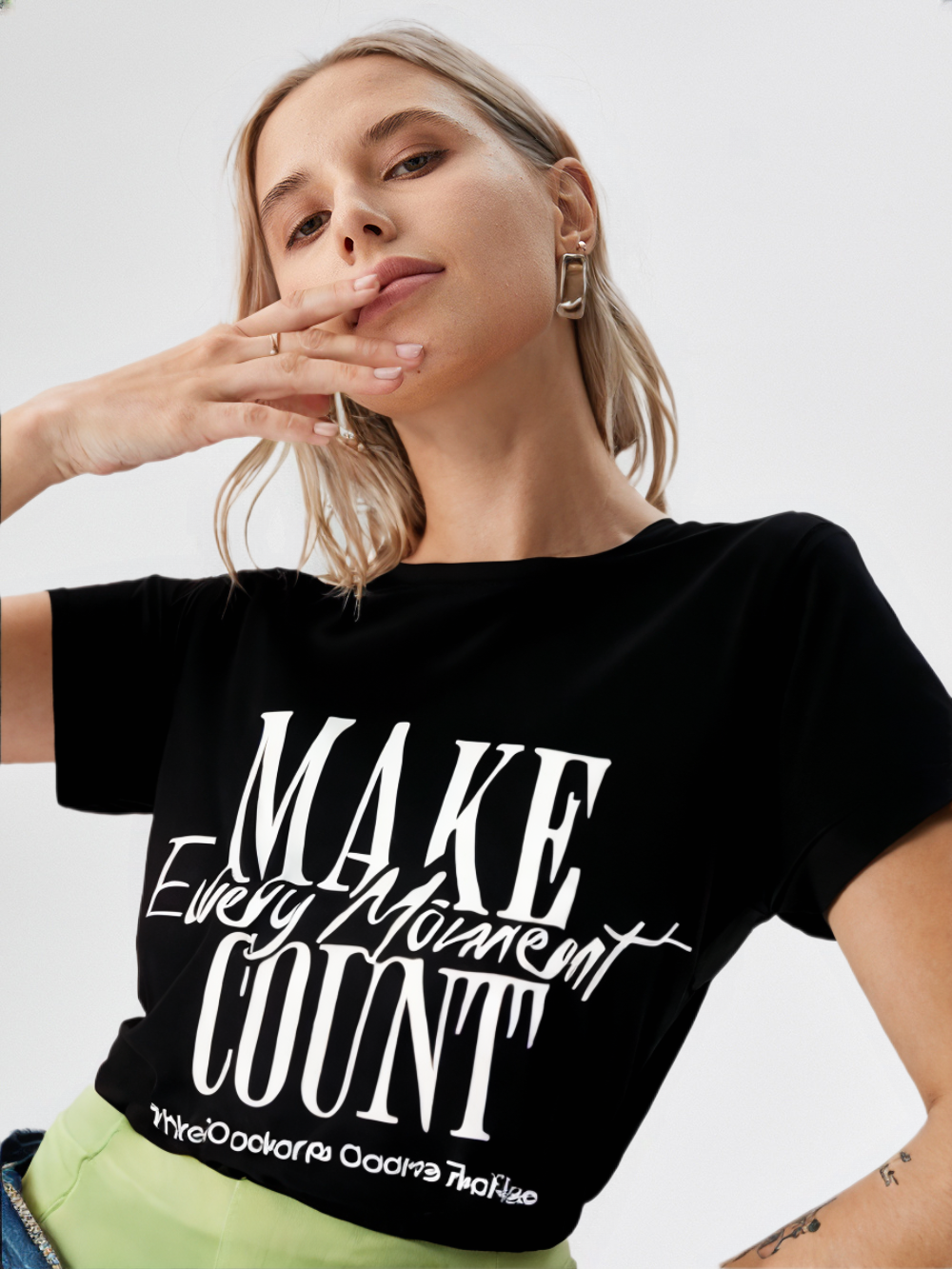 Make Every Moment Count – Black Motivational T-Shirt